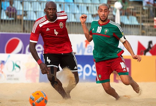 "الأسود" يهزمون ليبيا قبل مهمة حسم التأهل لنصف نهائي "كان Beach Soccer" أمام مدغشقر