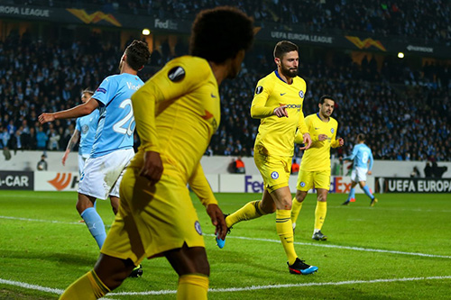 تشيلسي يهزم مالمو في ذهاب دور الـ32 باليوروباليغ