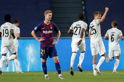بايرن ميونخ يقسو على برشلونة 8 / 2 ويصعد لقبل نهائي دوري أبطال أوروبا