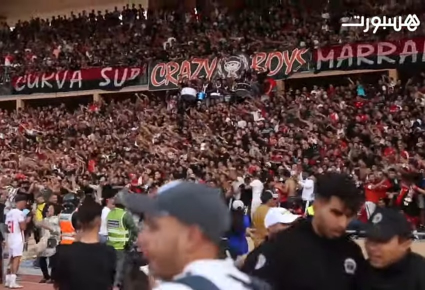 فرحة جماهير الكوكب المراكشي واللاعبين بالصعود للقسم الثاني