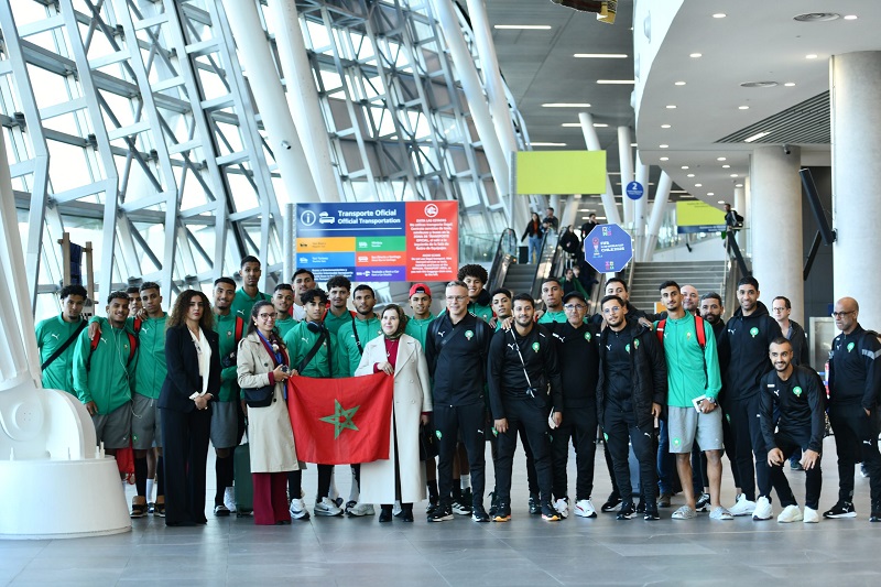 بعثة منتخب "الأشبال" تحط الرحال بالشيلي للمشاركة في كأس العالم