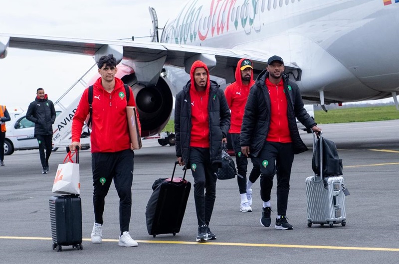 حصة لإزالة العياء للمنتخب المغربي بعد الوصول إلى فرنسا تحسبا للقاء الباراغواي